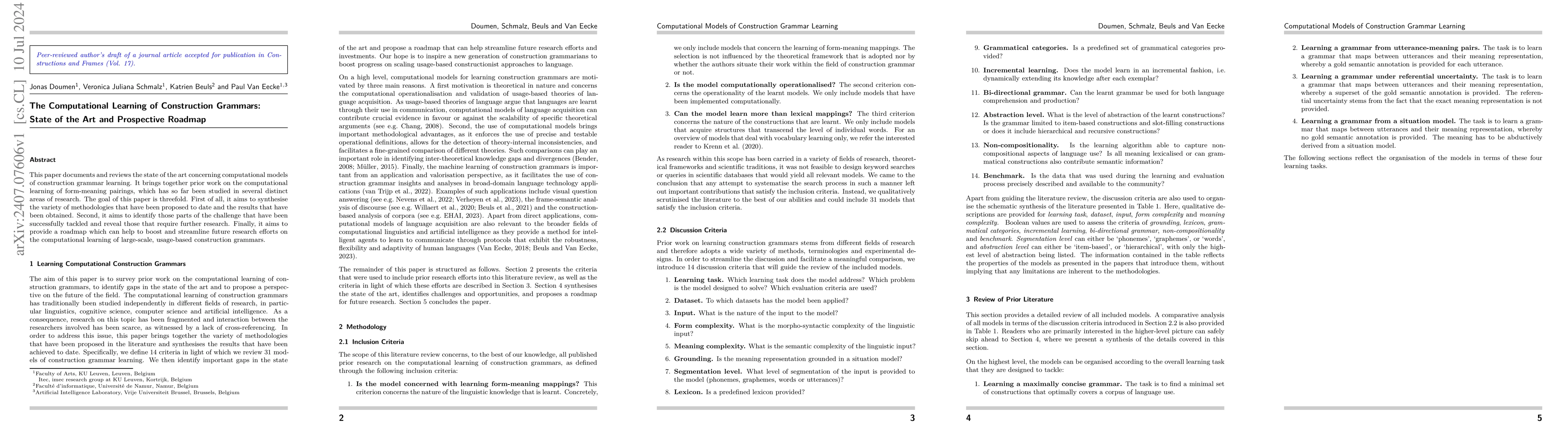 Thumbnail for The Computational Learning of Construction Grammars: State of the Art
  and Prospective Roadmap