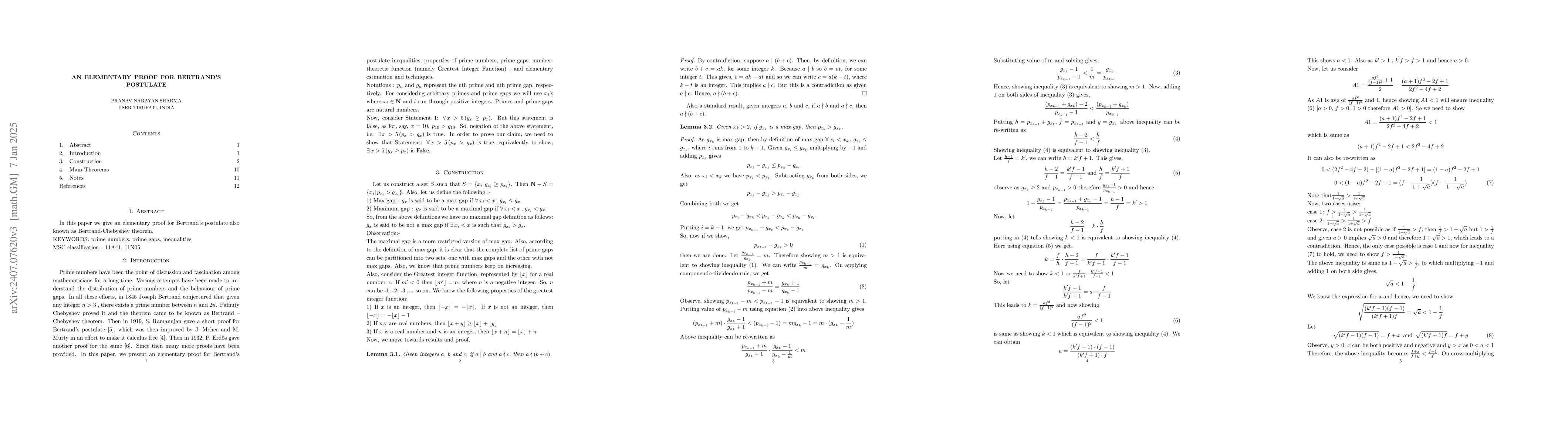 Thumbnail for An Elementary proof for Bertrand's Postulate