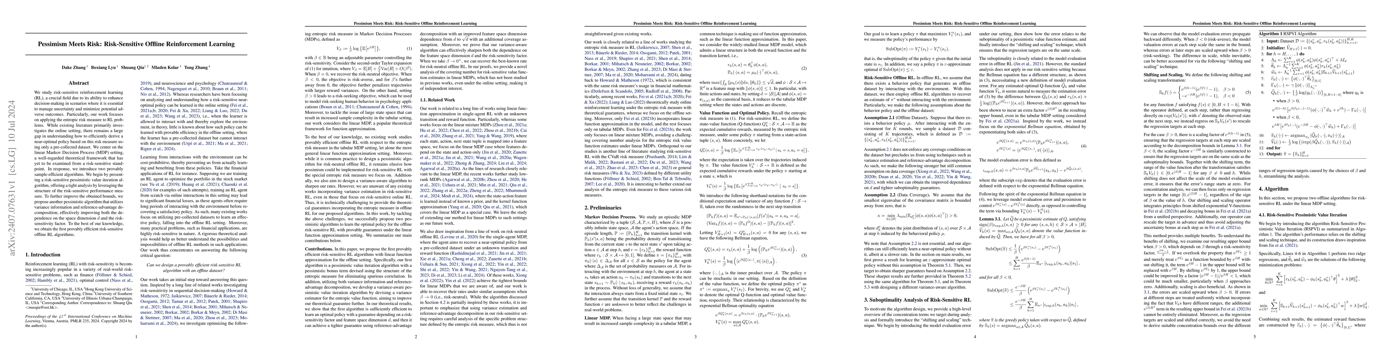 Thumbnail for Pessimism Meets Risk: Risk-Sensitive Offline Reinforcement Learning