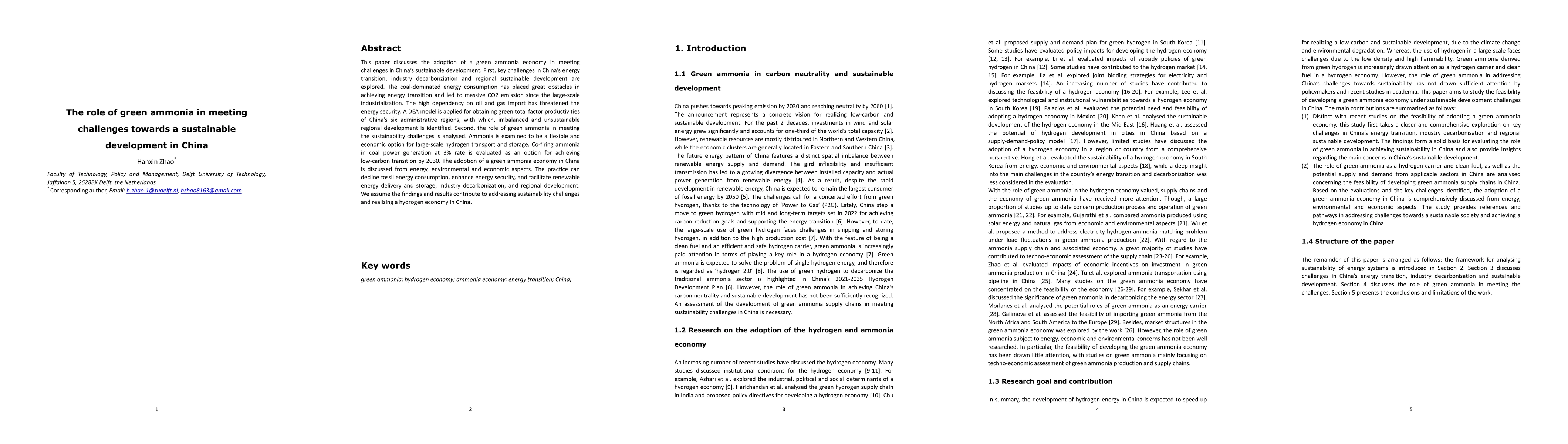 Thumbnail for The role of green ammonia in meeting challenges towards a sustainable
  development in China
