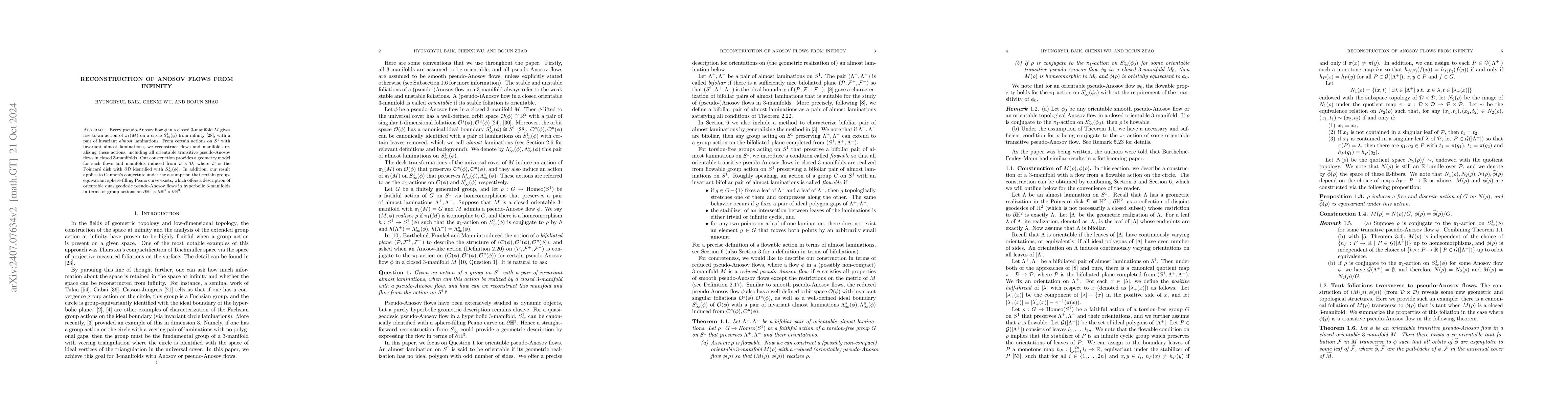 Thumbnail for Reconstruction of Anosov flows from infinity