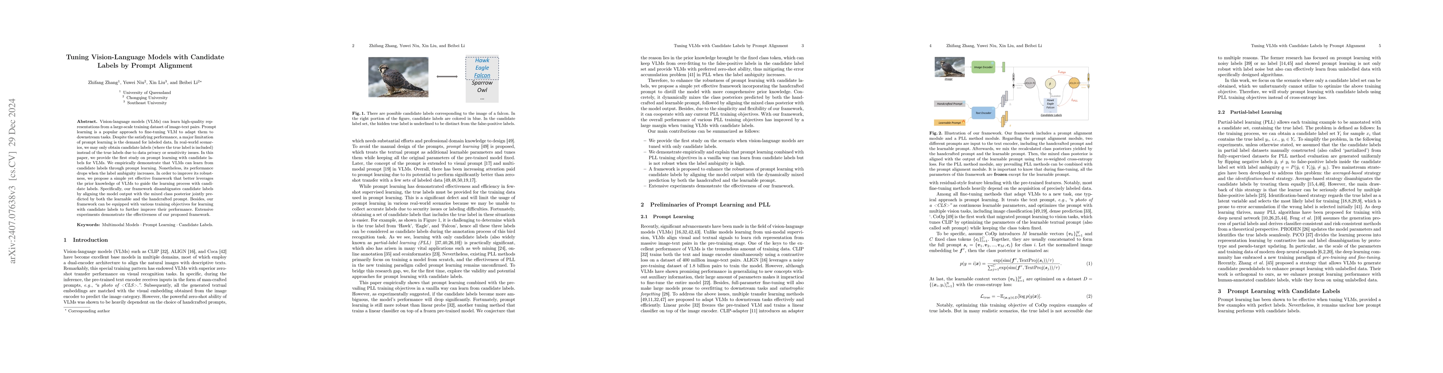 Thumbnail for Tuning Vision-Language Models with Candidate Labels by Prompt Alignment