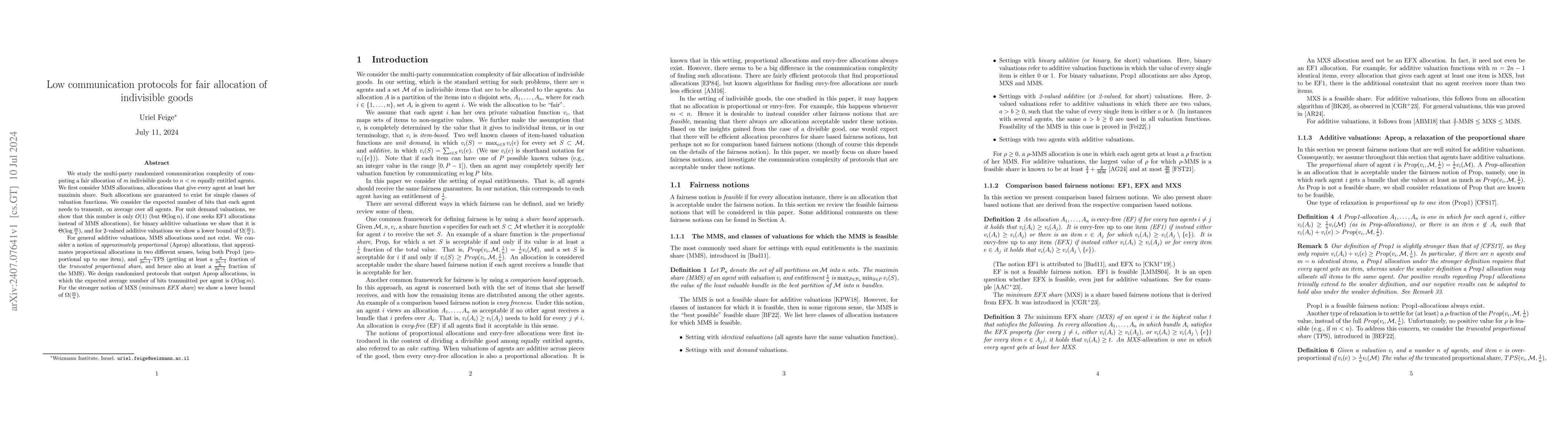 Thumbnail for Low communication protocols for fair allocation of indivisible goods