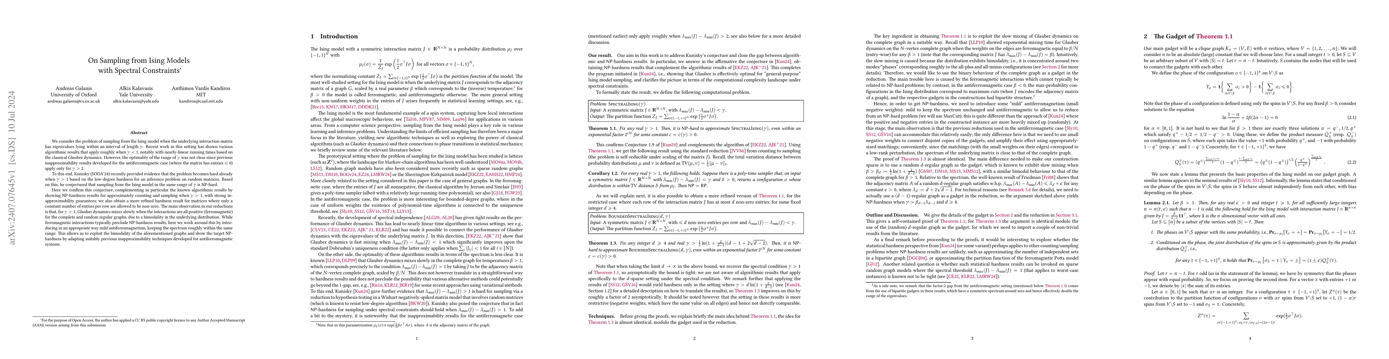 Thumbnail for On Sampling from Ising Models with Spectral Constraints