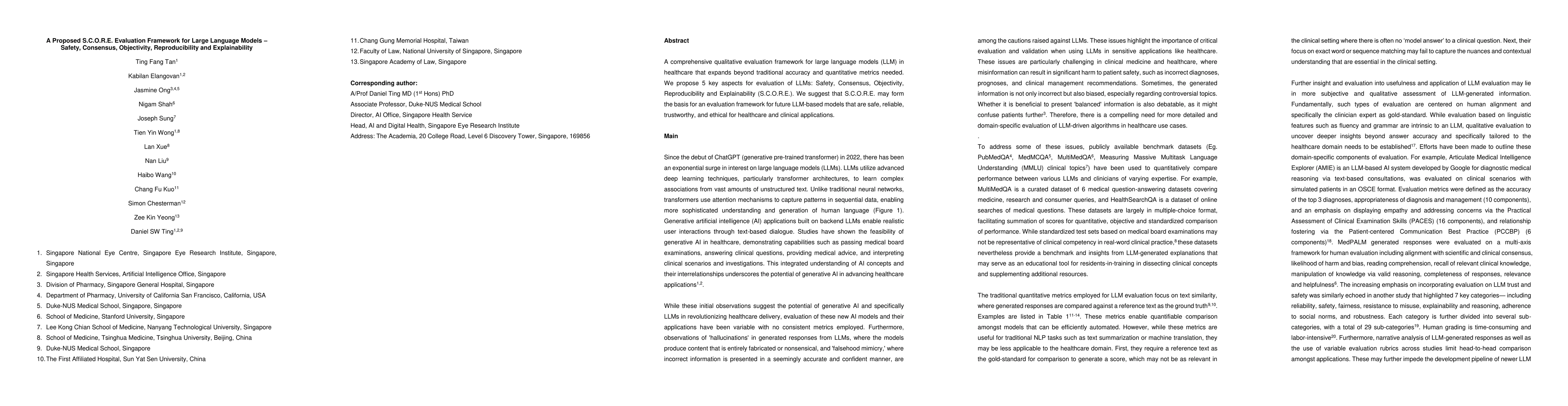 Thumbnail for A Proposed S.C.O.R.E. Evaluation Framework for Large Language Models :
  Safety, Consensus, Objectivity, Reproducibility and Explainability