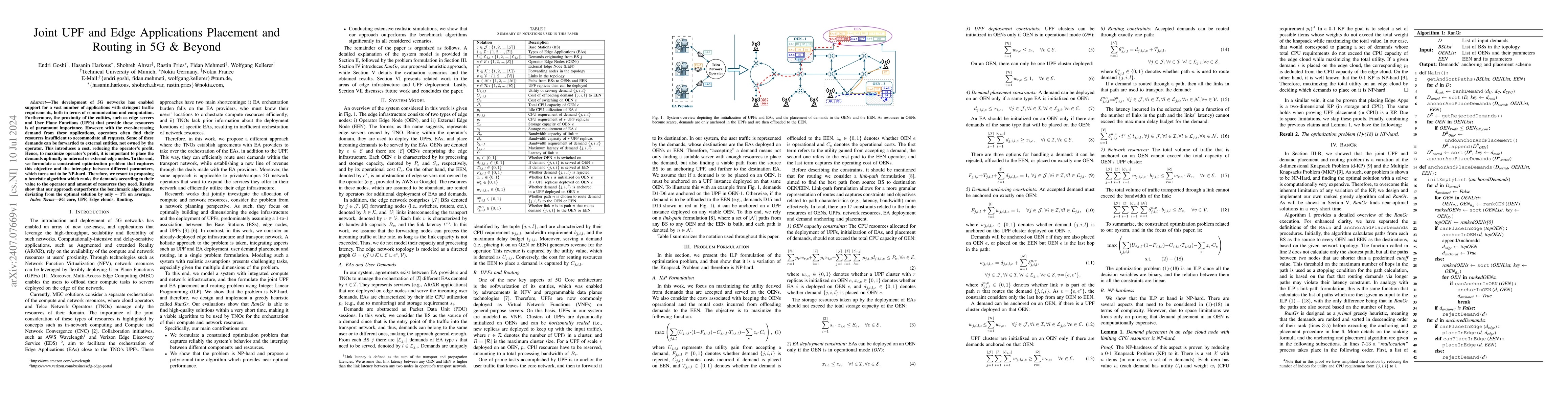 Thumbnail for Joint UPF and Edge Applications Placement and Routing in 5G & Beyond