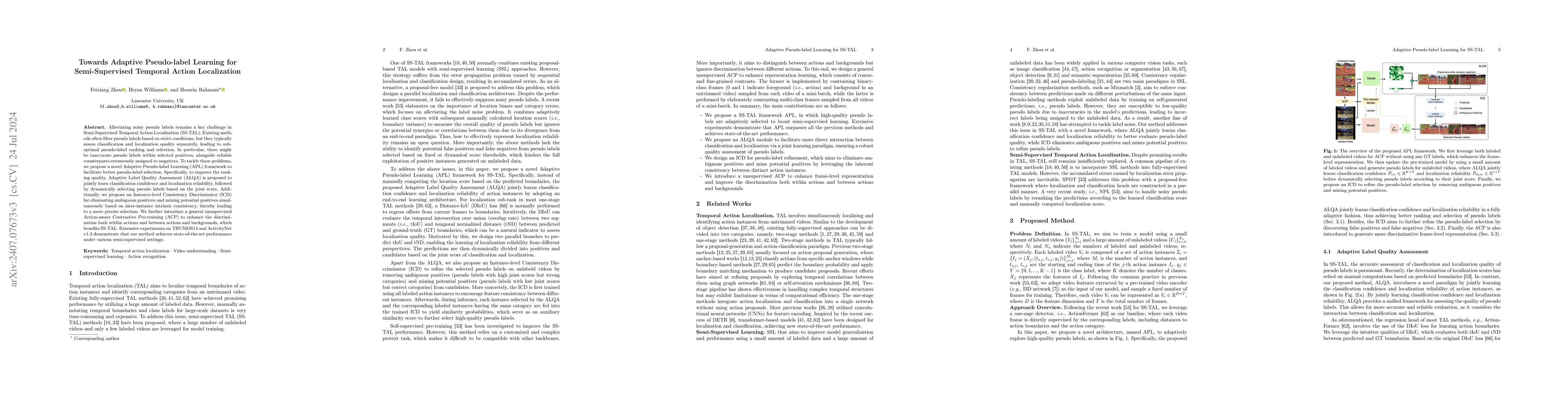Thumbnail for Towards Adaptive Pseudo-label Learning for Semi-Supervised Temporal
  Action Localization