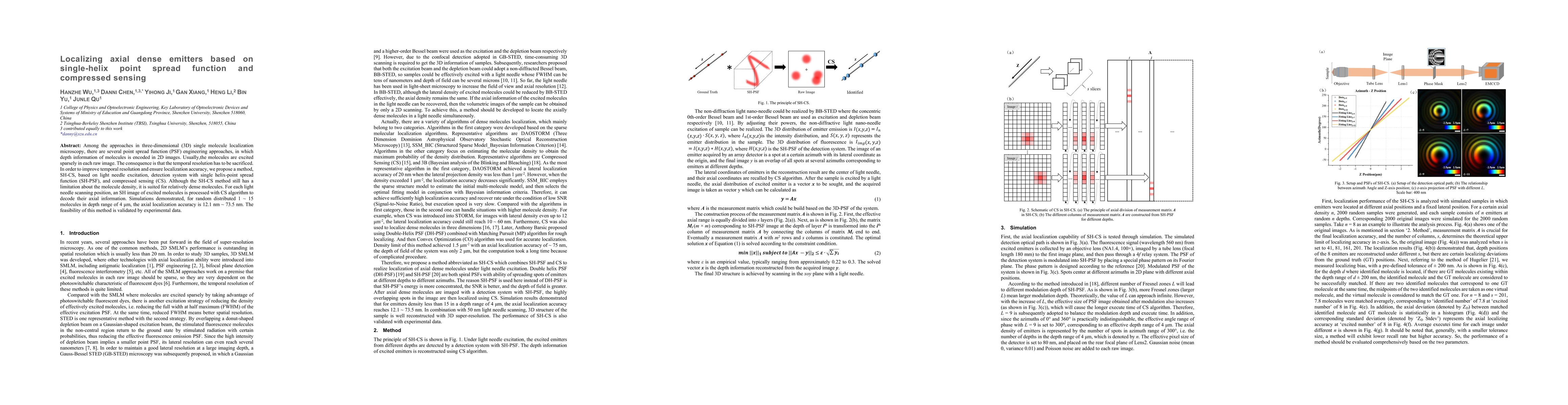 Thumbnail for Localizing axial dense emitters based onsingle-helix point spread
  function andcompressed sensing