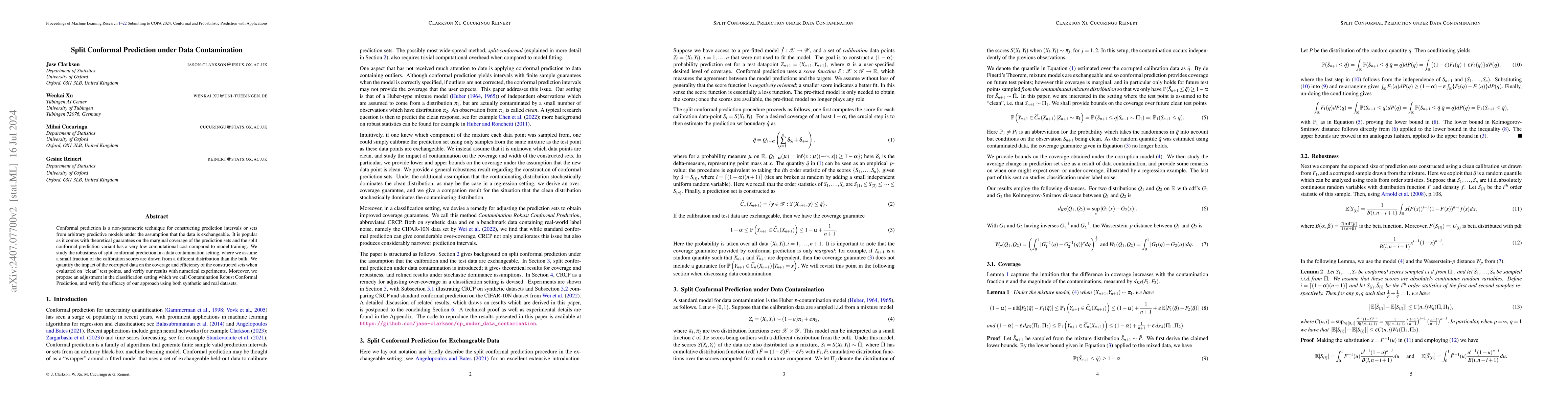 Thumbnail for Split Conformal Prediction under Data Contamination
