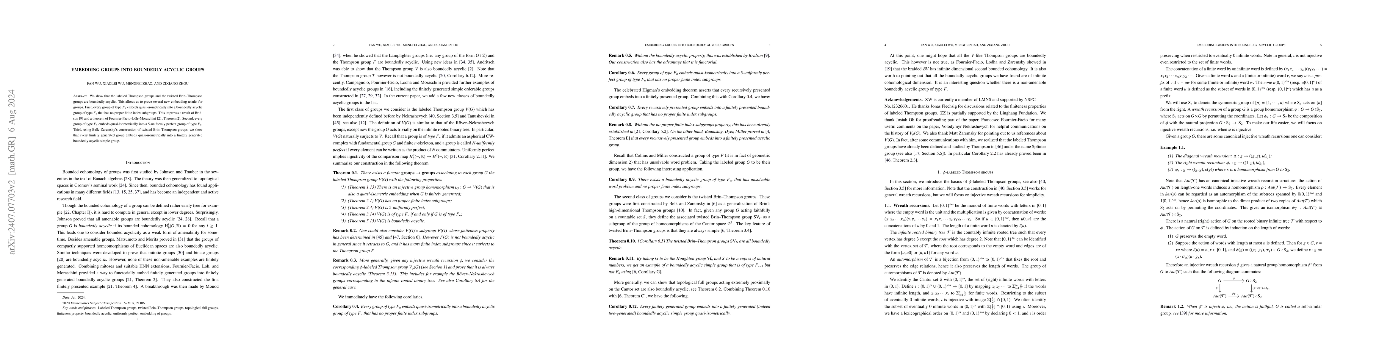Thumbnail for Embedding groups into boundedly acyclic groups
