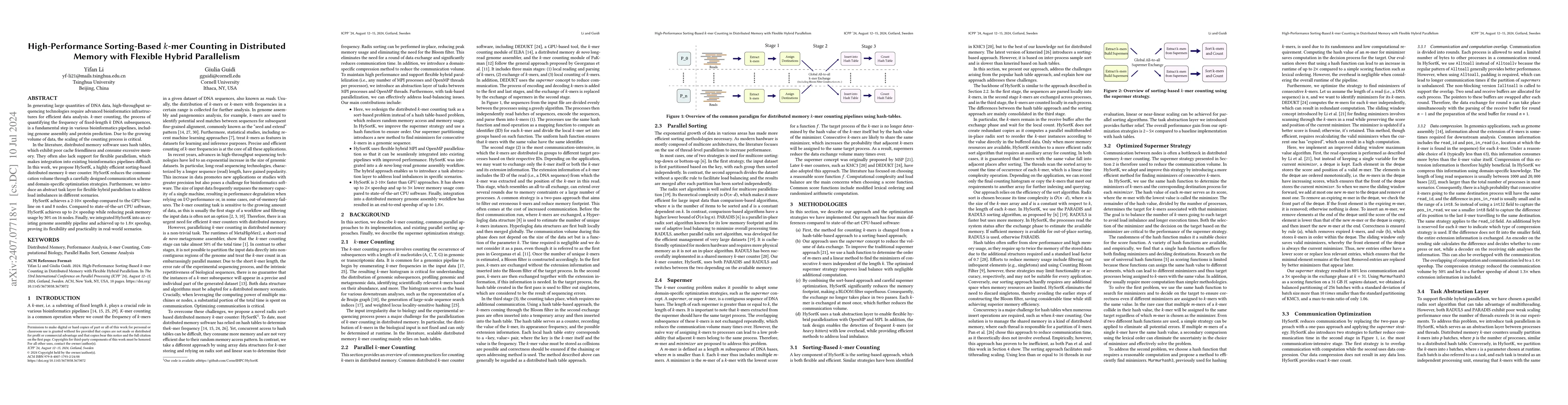 Thumbnail for High-Performance Sorting-Based k-mer Counting in Distributed Memory with
  Flexible Hybrid Parallelism