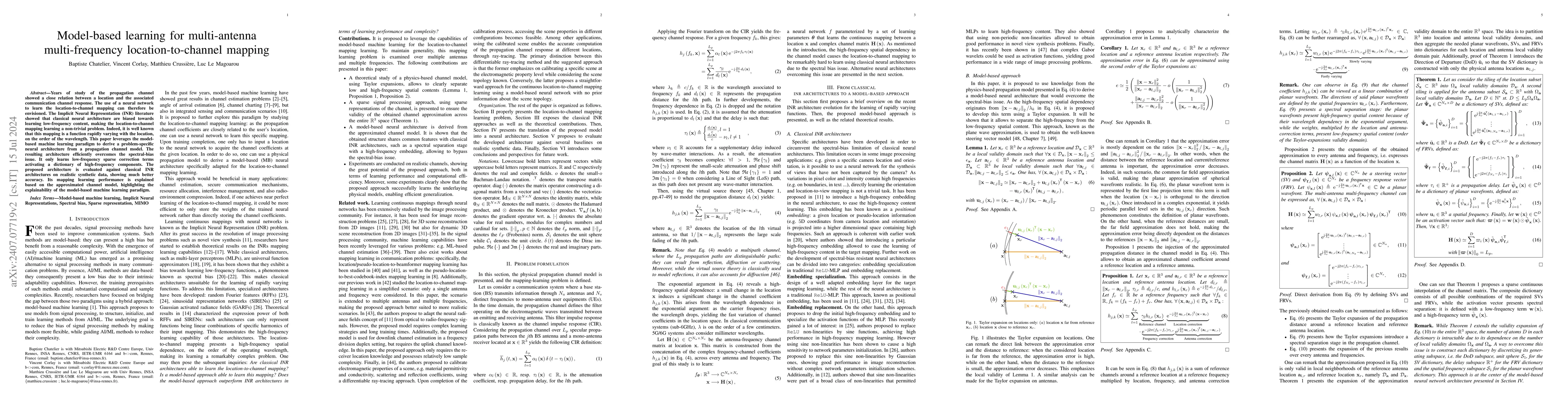 Thumbnail for Model-based learning for multi-antenna multi-frequency
  location-to-channel mapping