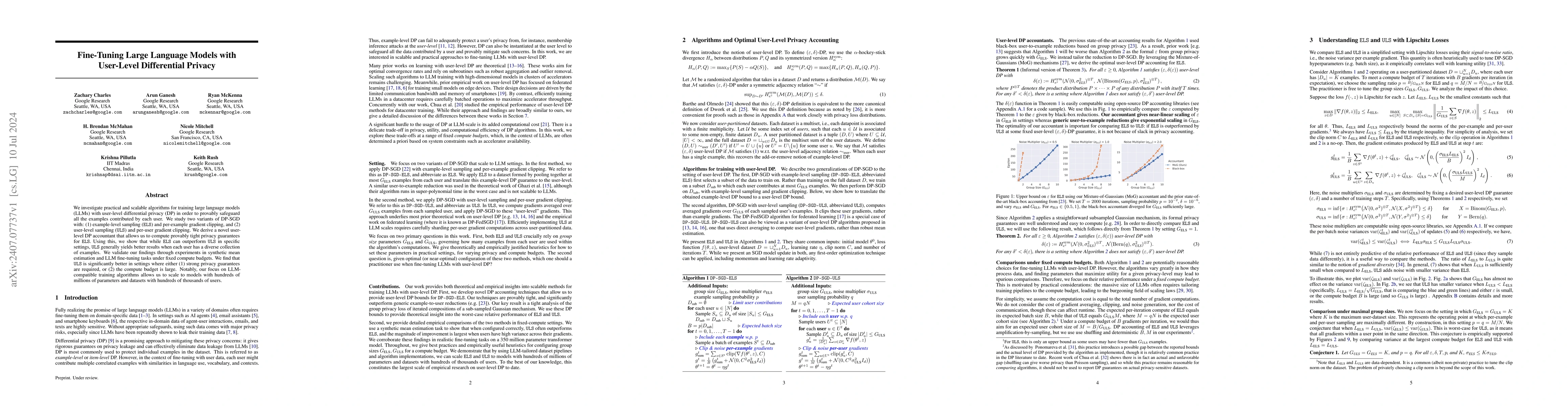 Thumbnail for Fine-Tuning Large Language Models with User-Level Differential Privacy