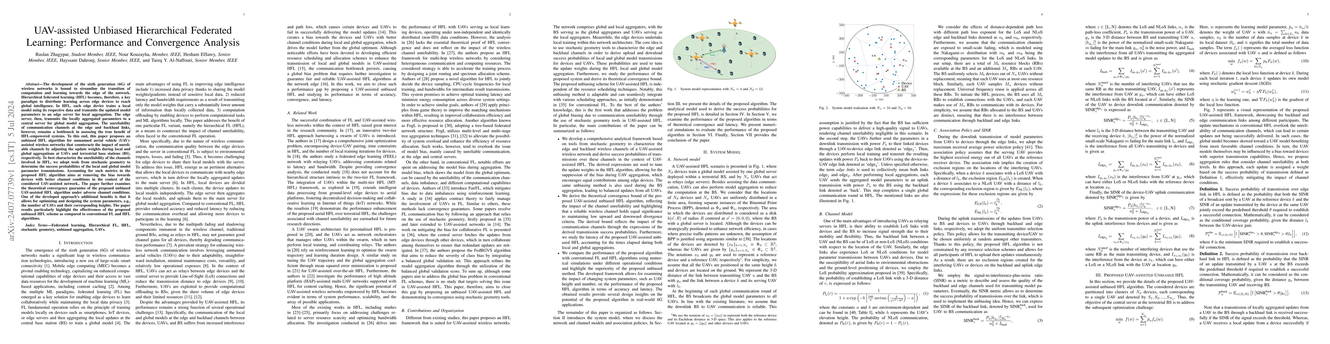 Thumbnail for UAV-assisted Unbiased Hierarchical Federated Learning: Performance and
  Convergence Analysis