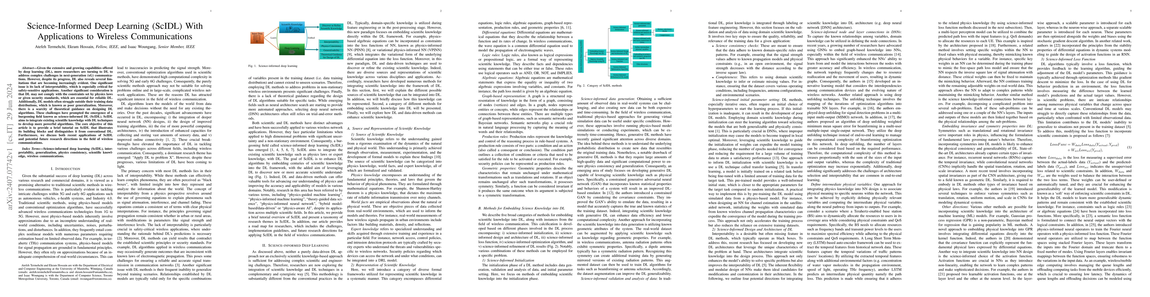 Thumbnail for Science-Informed Deep Learning (ScIDL) With Applications to Wireless
  Communications