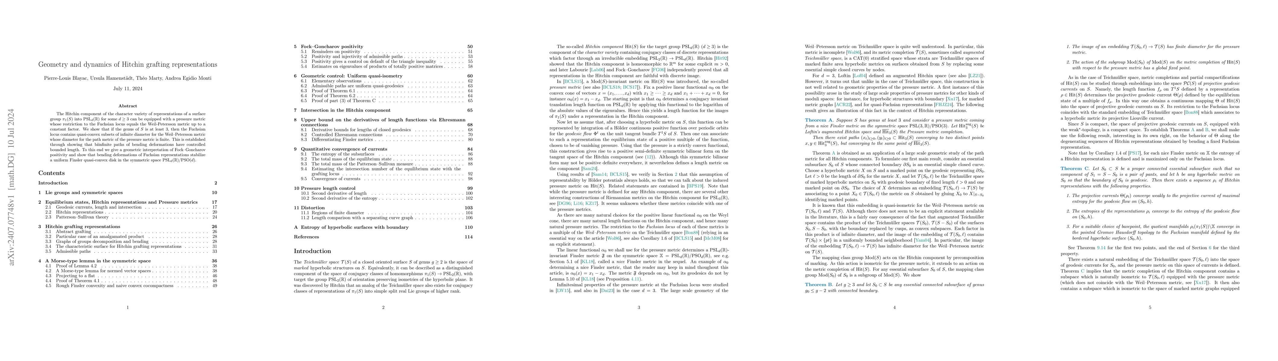 Thumbnail for Geometry and dynamics of Hitchin grafting representations