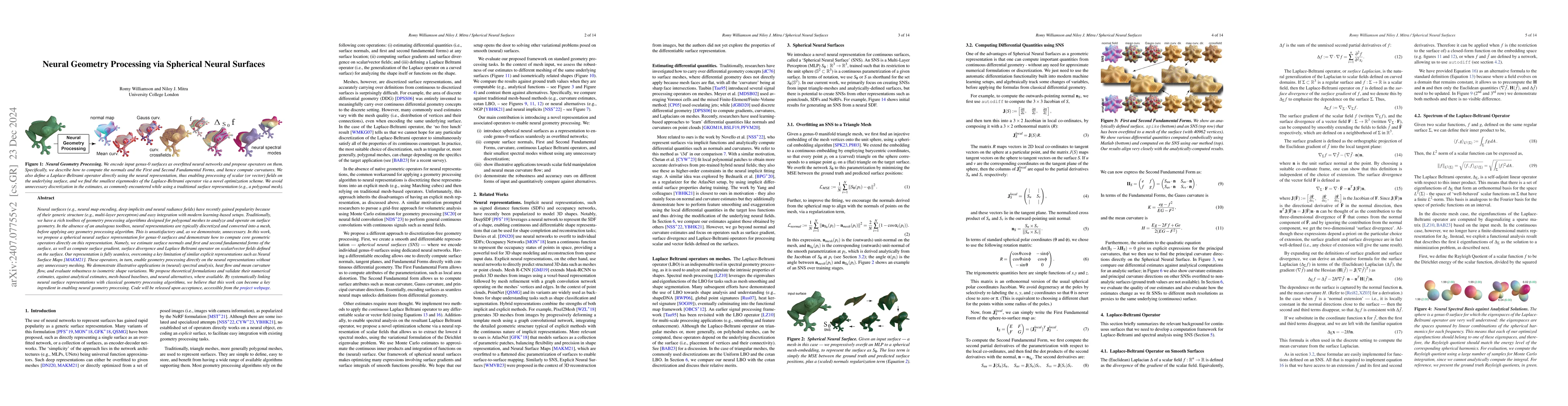 Thumbnail for Neural Geometry Processing via Spherical Neural Surfaces