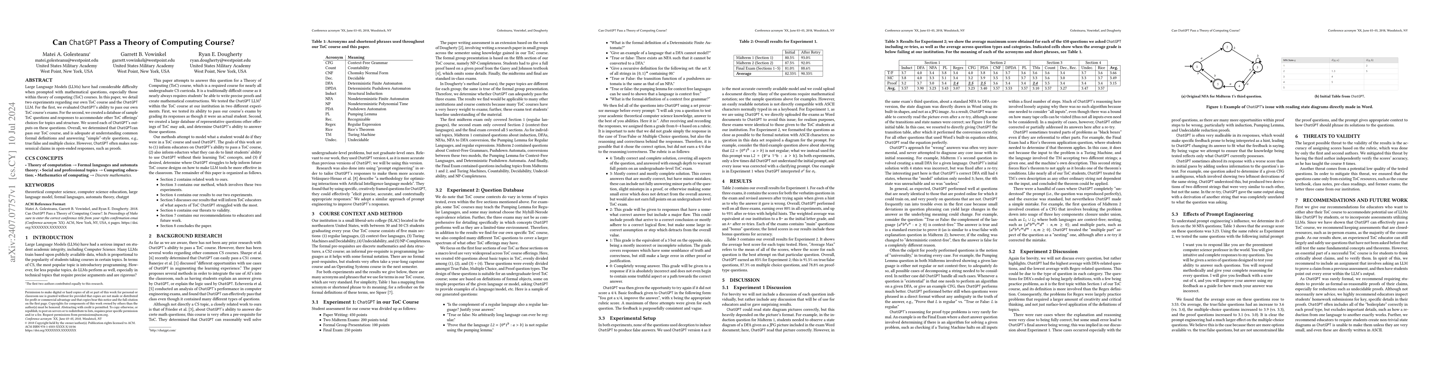 Thumbnail for Can ChatGPT Pass a Theory of Computing Course?