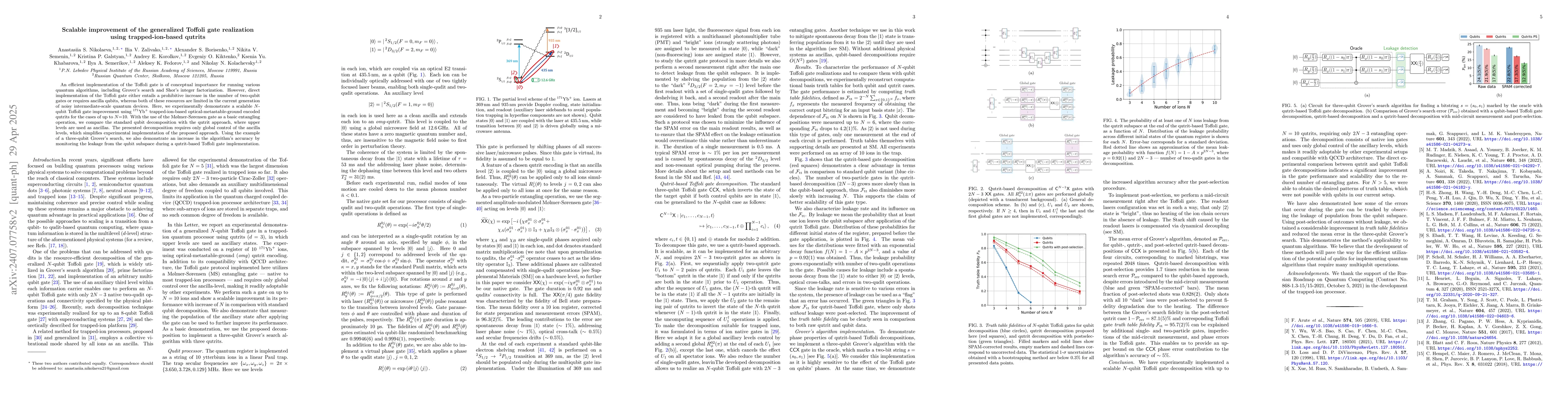 Thumbnail for Scalable improvement of the generalized Toffoli gate realization using
  trapped-ion-based qutrits