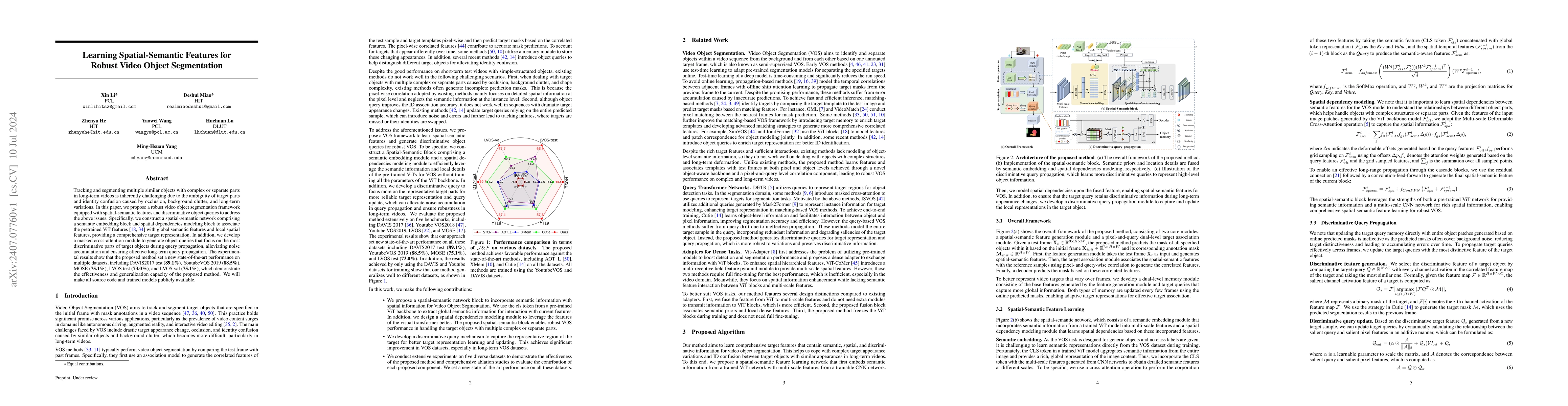 Thumbnail for Learning Spatial-Semantic Features for Robust Video Object Segmentation
