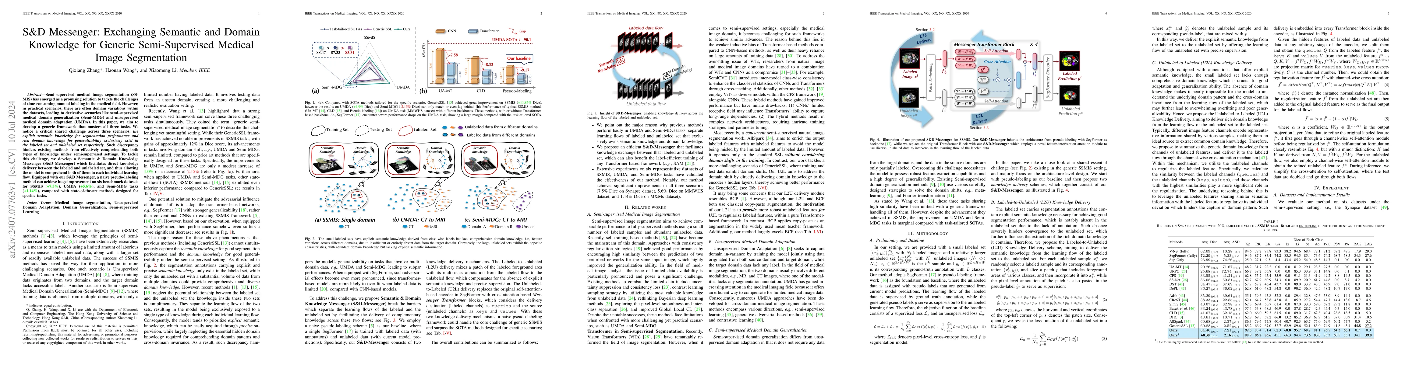 Thumbnail for S&D Messenger: Exchanging Semantic and Domain Knowledge for Generic
  Semi-Supervised Medical Image Segmentation