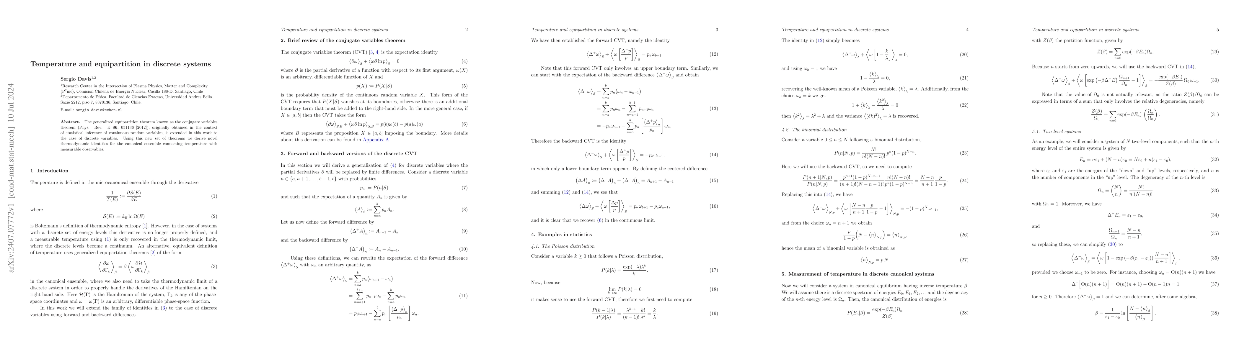 Thumbnail for Temperature and equipartition in discrete systems