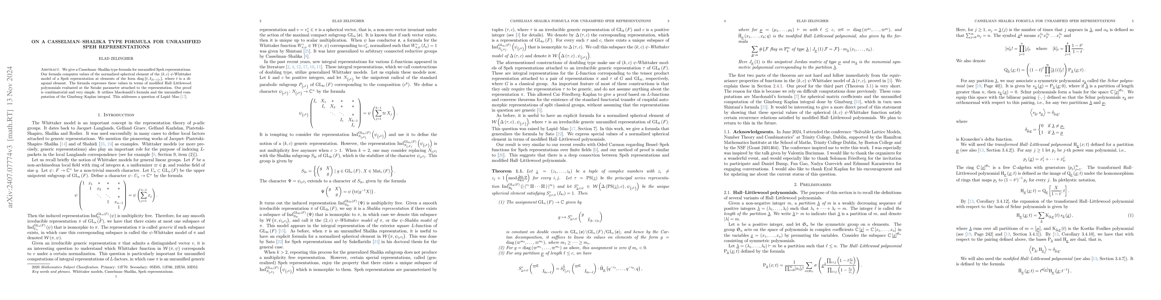 Thumbnail for On a Casselman-Shalika type formula for unramified Speh representations