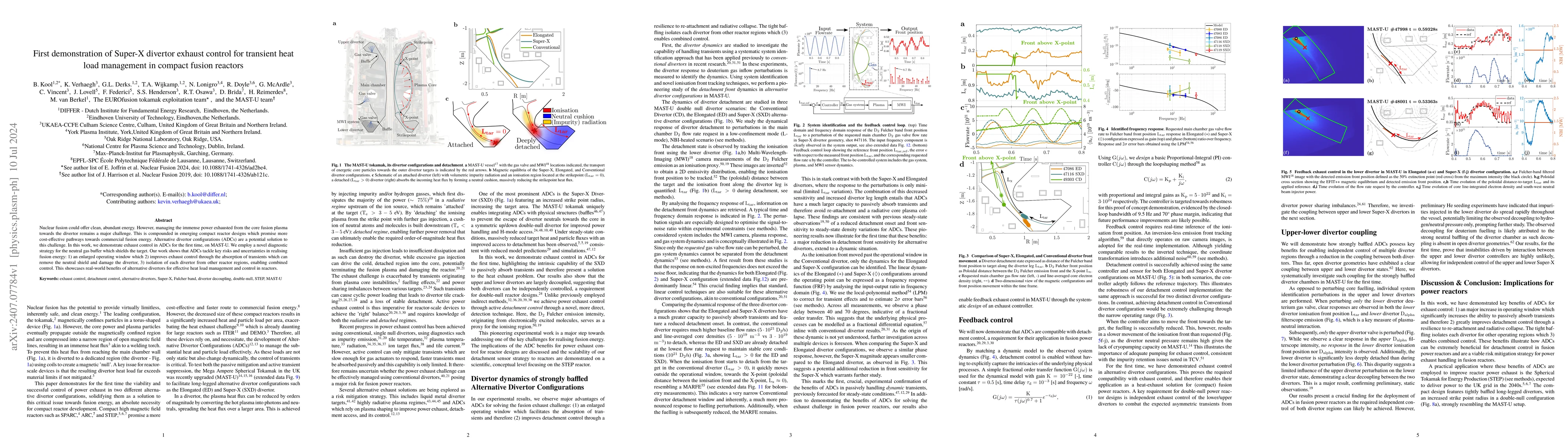 Thumbnail for First demonstration of Super-X divertor exhaust control for transient
  heat load management in compact fusion reactors