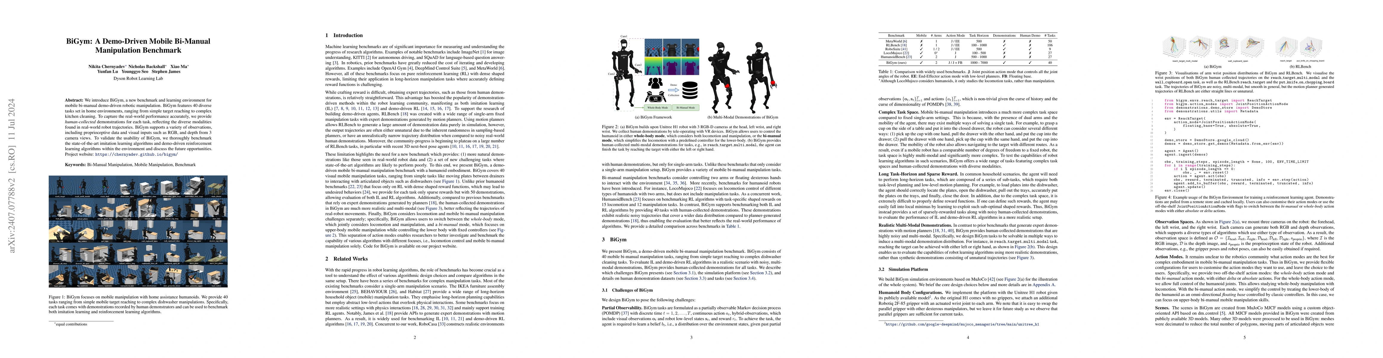 Thumbnail for BiGym: A Demo-Driven Mobile Bi-Manual Manipulation Benchmark