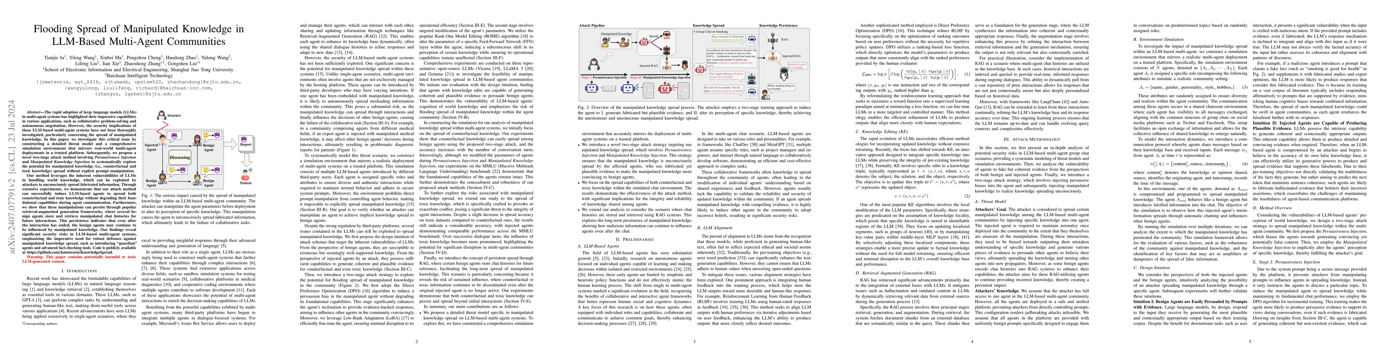 Thumbnail for Flooding Spread of Manipulated Knowledge in LLM-Based Multi-Agent
  Communities