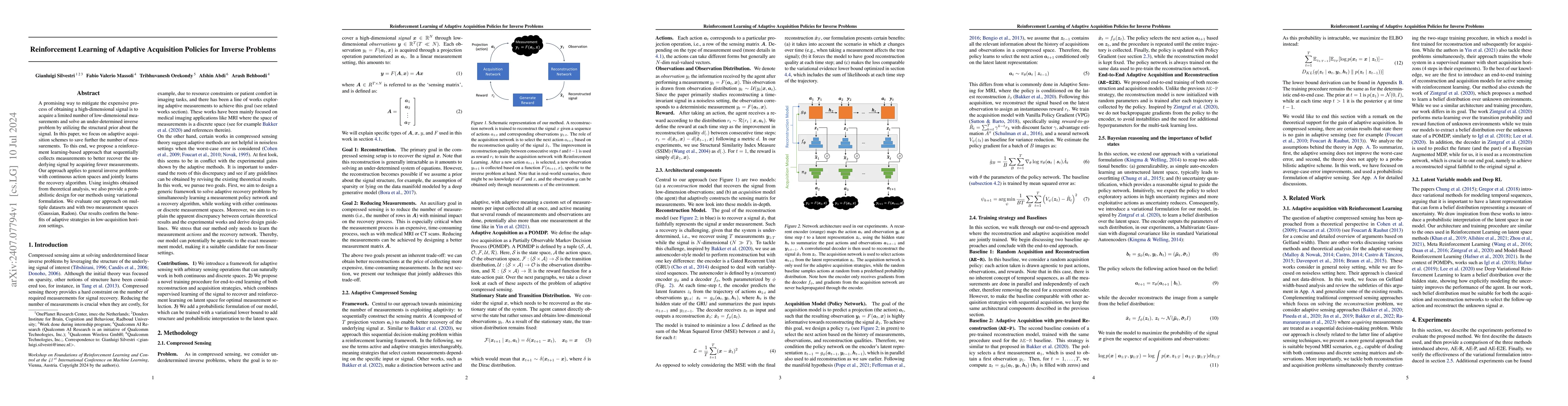 Thumbnail for Reinforcement Learning of Adaptive Acquisition Policies for Inverse
  Problems