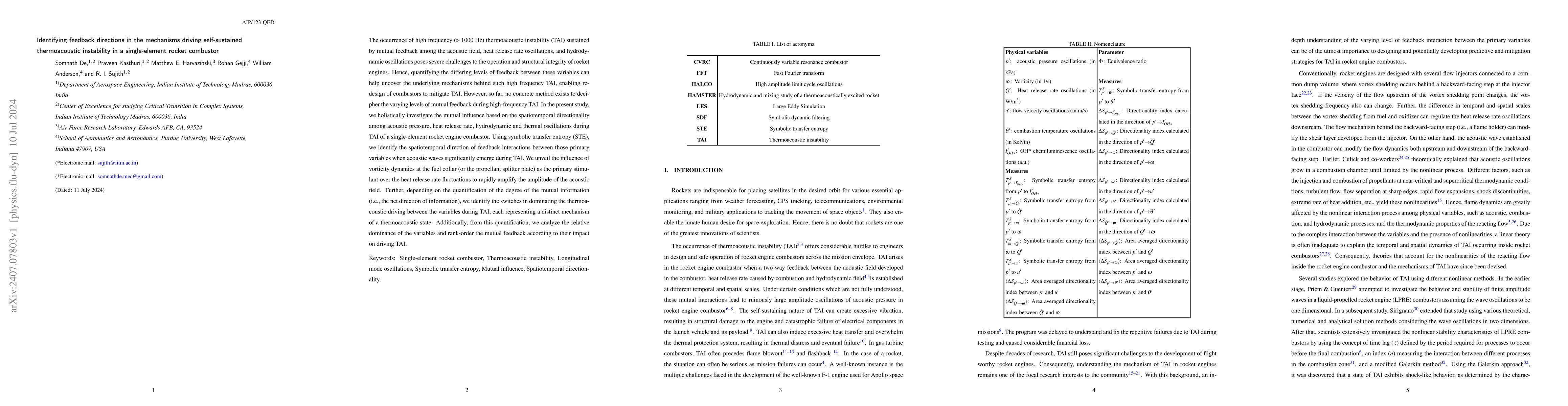 Thumbnail for Identifying feedback directions in the mechanisms driving self-sustained
  thermoacoustic instability in a single-element rocket combustor