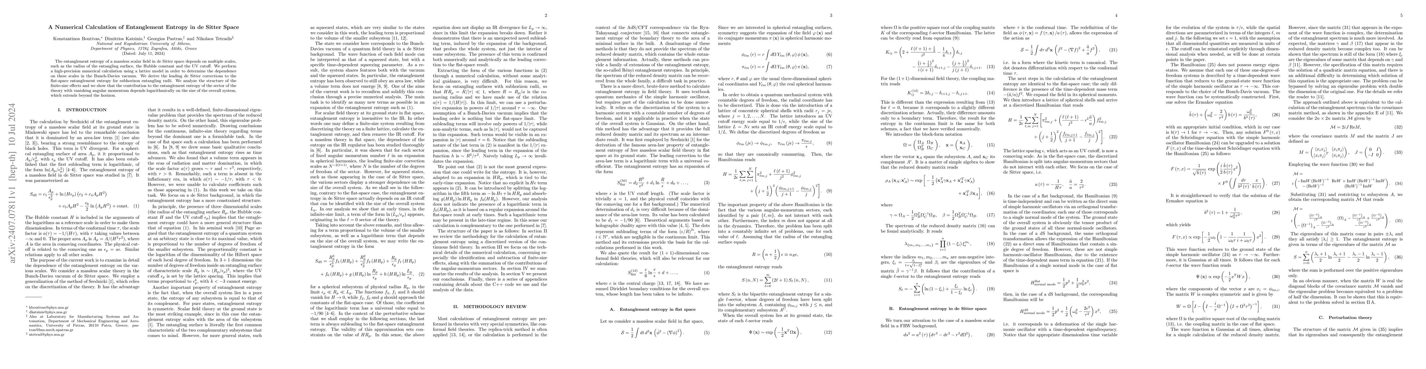 Thumbnail for A Numerical Calculation of Entanglement Entropy in de Sitter Space