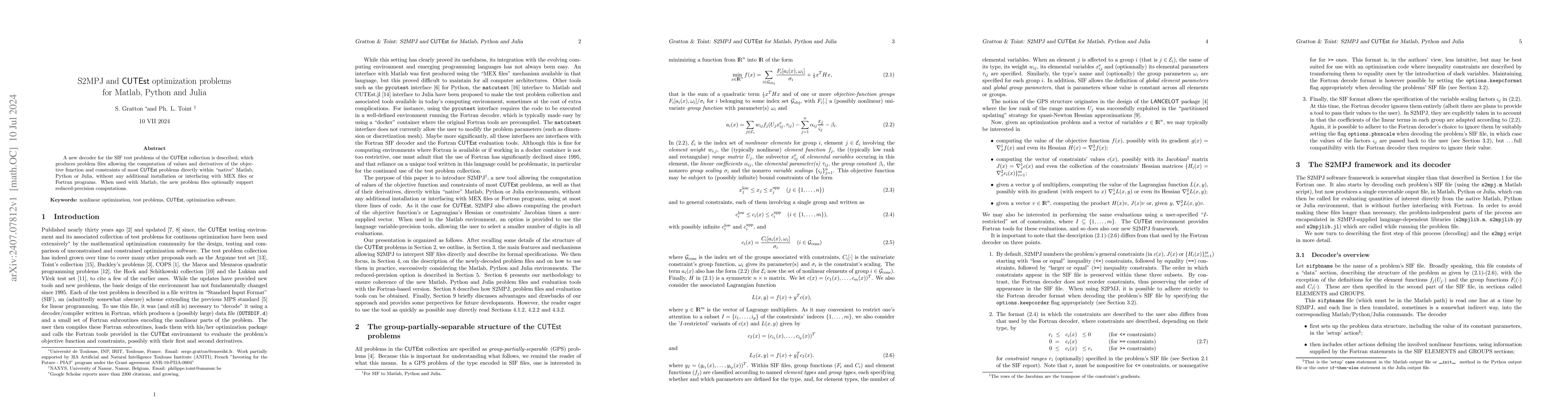 Thumbnail for S2MPJ and CUTEst optimization problems for Matlab, Python and Julia