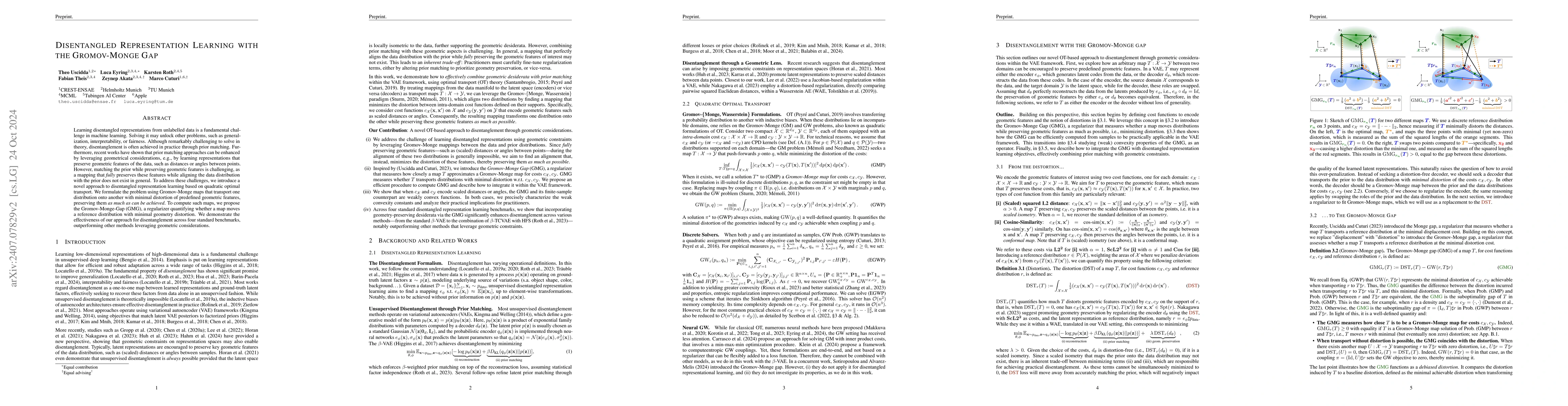 Thumbnail for Disentangled Representation Learning through Geometry Preservation with
  the Gromov-Monge Gap