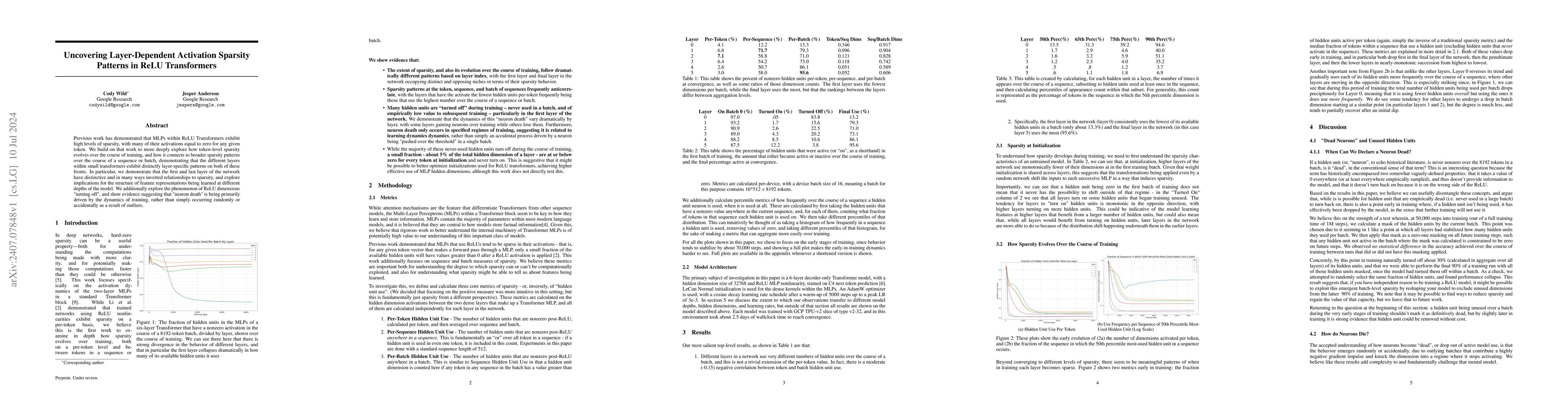 Thumbnail for Uncovering Layer-Dependent Activation Sparsity Patterns in ReLU
  Transformers