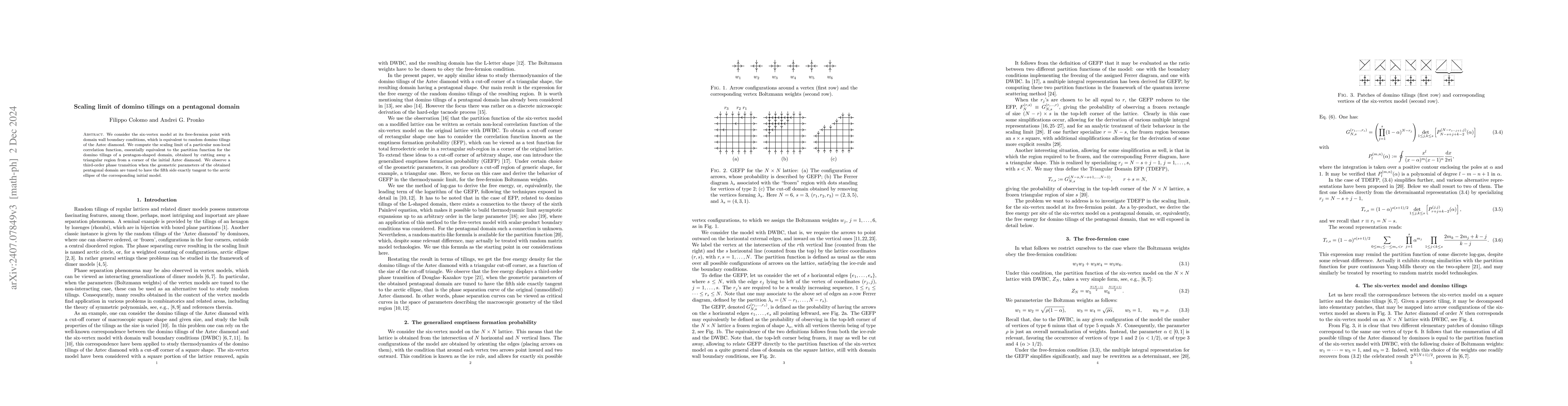 Thumbnail for Scaling limit of domino tilings on a pentagonal domain