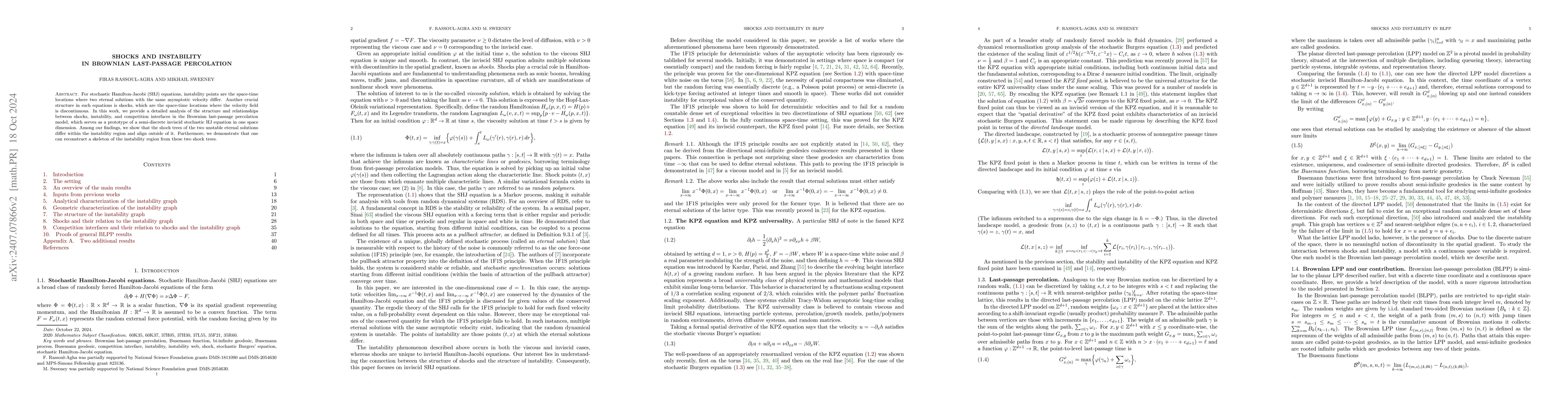 Thumbnail for Shocks and instability in Brownian last-passage percolation