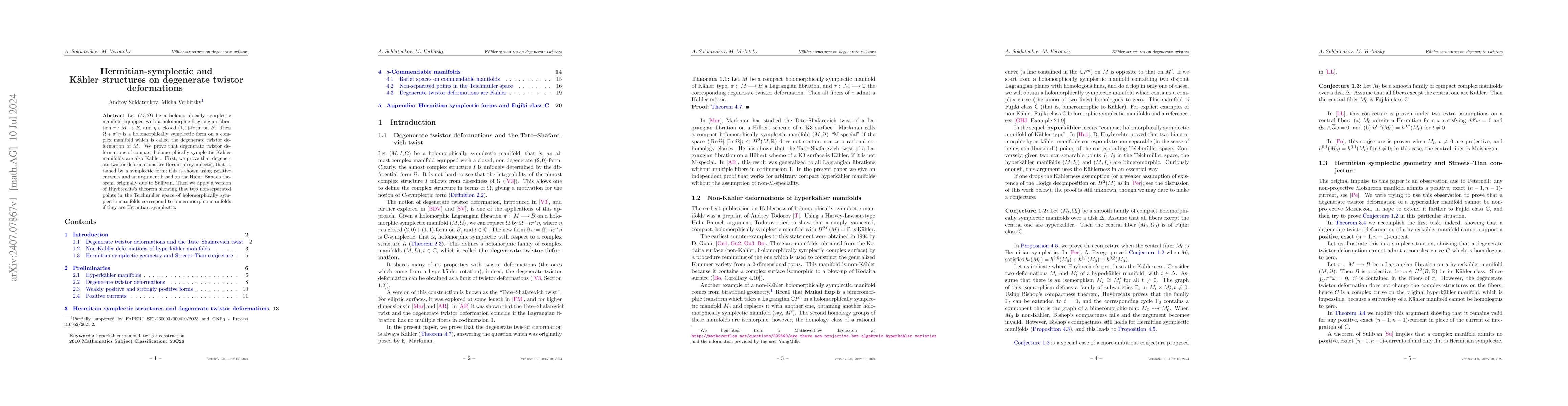 Thumbnail for Hermitian-symplectic and Kahler structures on degenerate twistor
  deformations