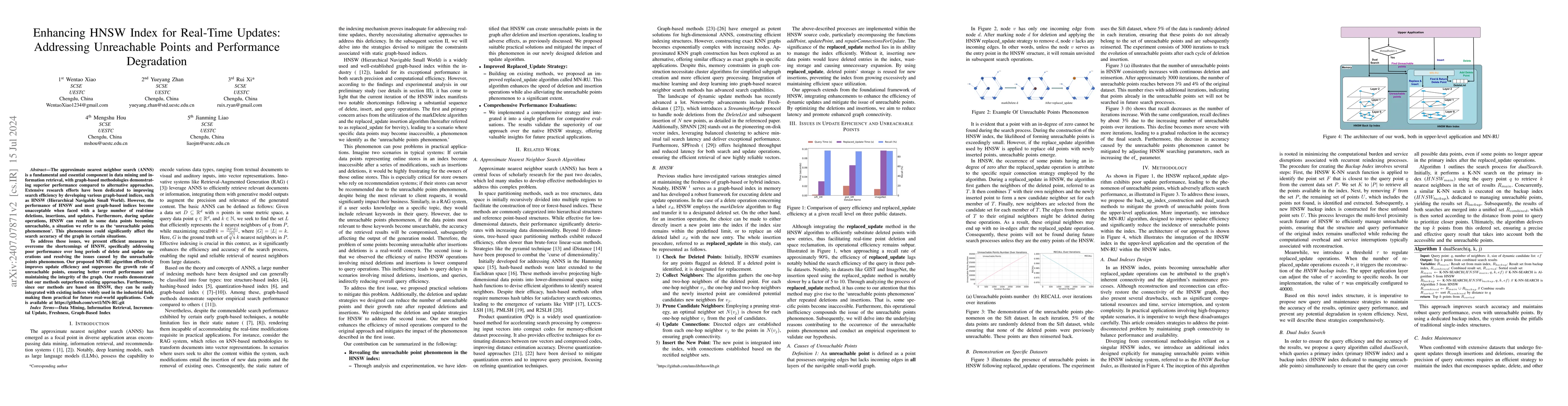 Thumbnail for Enhancing HNSW Index for Real-Time Updates: Addressing Unreachable
  Points and Performance Degradation