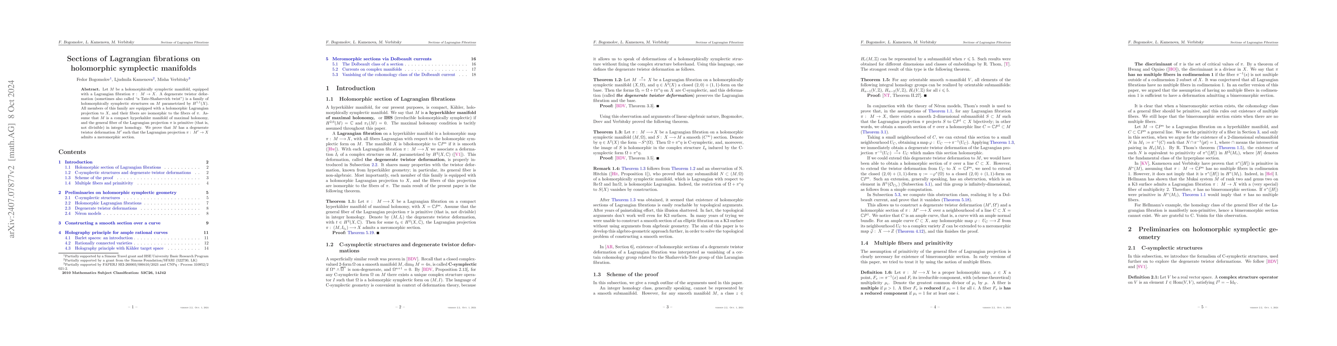 Thumbnail for Sections of Lagrangian fibrations on holomorphic symplectic manifolds