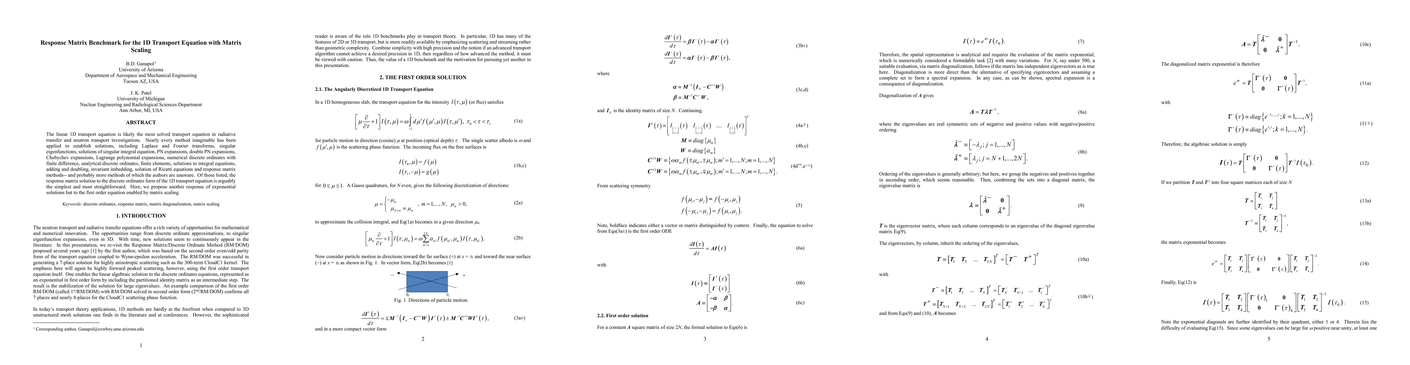 Thumbnail for Response Matrix Benchmark for the 1D Transport Equation with Matrix
  Scaling