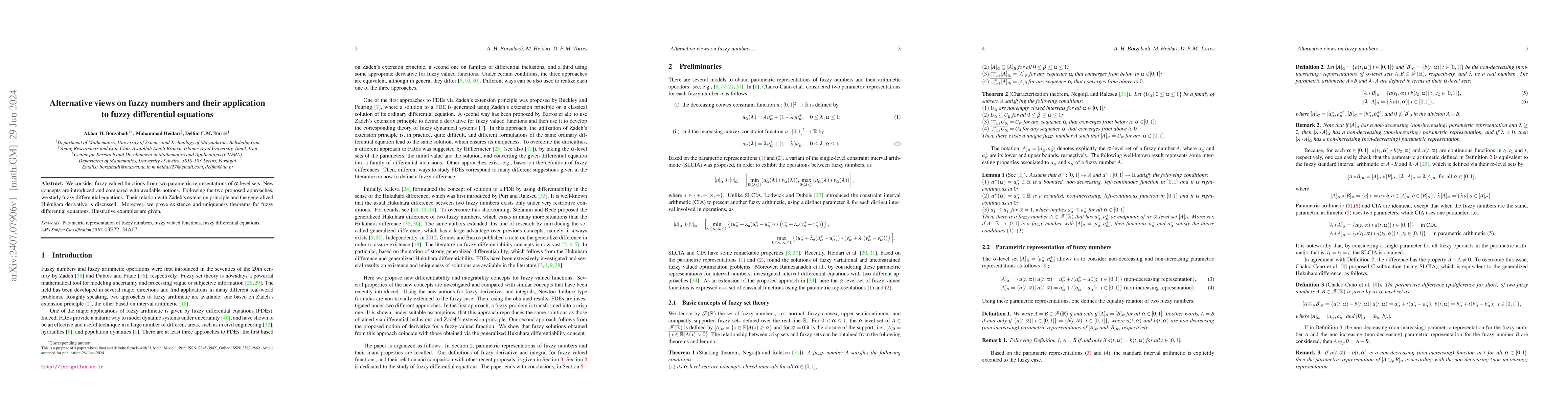 Thumbnail for Alternative views on fuzzy numbers and their application to fuzzy
  differential equations