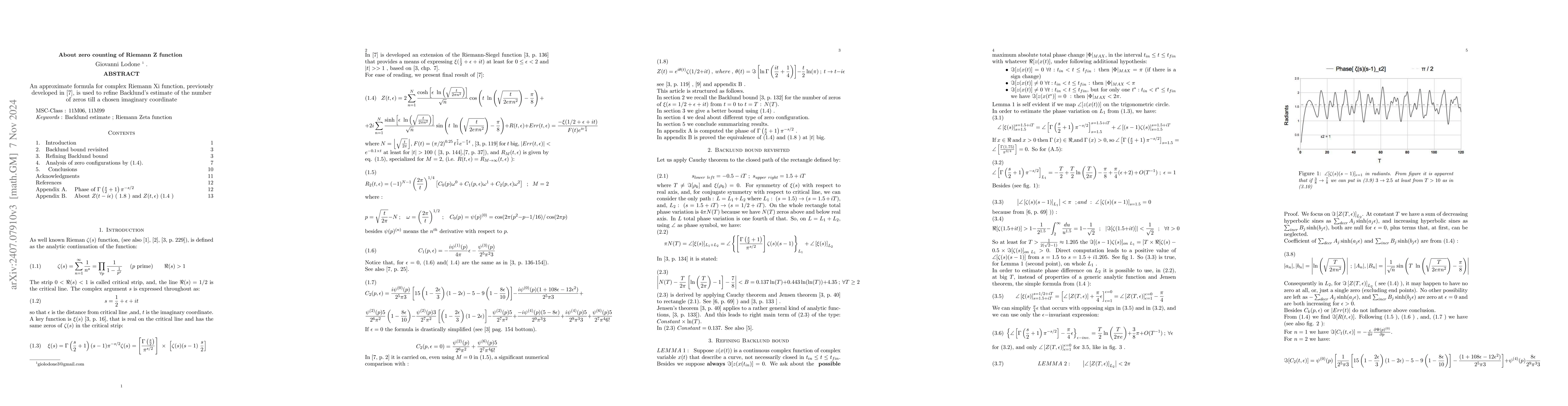 Thumbnail for About zero counting of Riemann Z function
