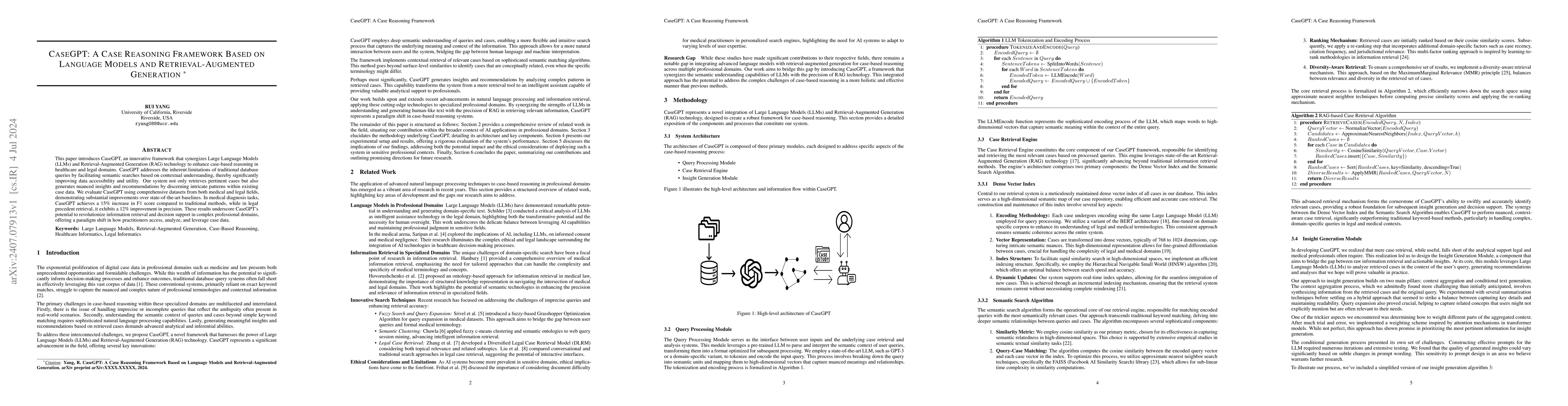 Thumbnail for CaseGPT: a case reasoning framework based on language models and
  retrieval-augmented generation