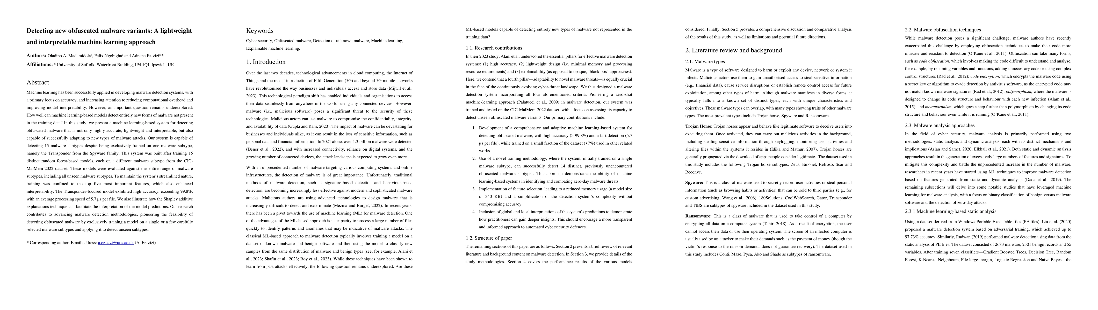 Thumbnail for Detecting new obfuscated malware variants: A lightweight and
  interpretable machine learning approach