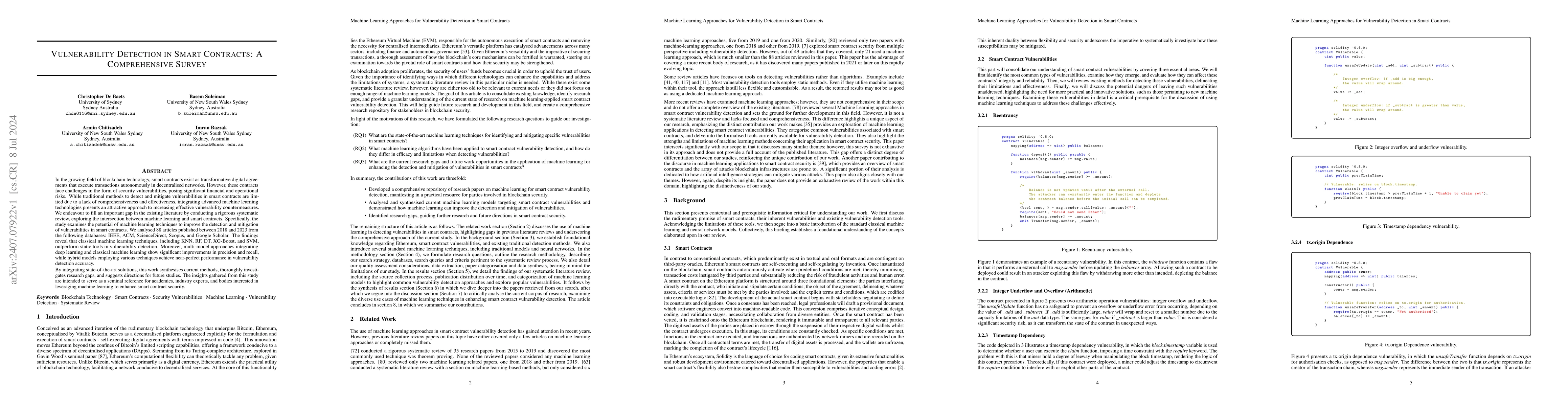 Thumbnail for Vulnerability Detection in Smart Contracts: A Comprehensive Survey