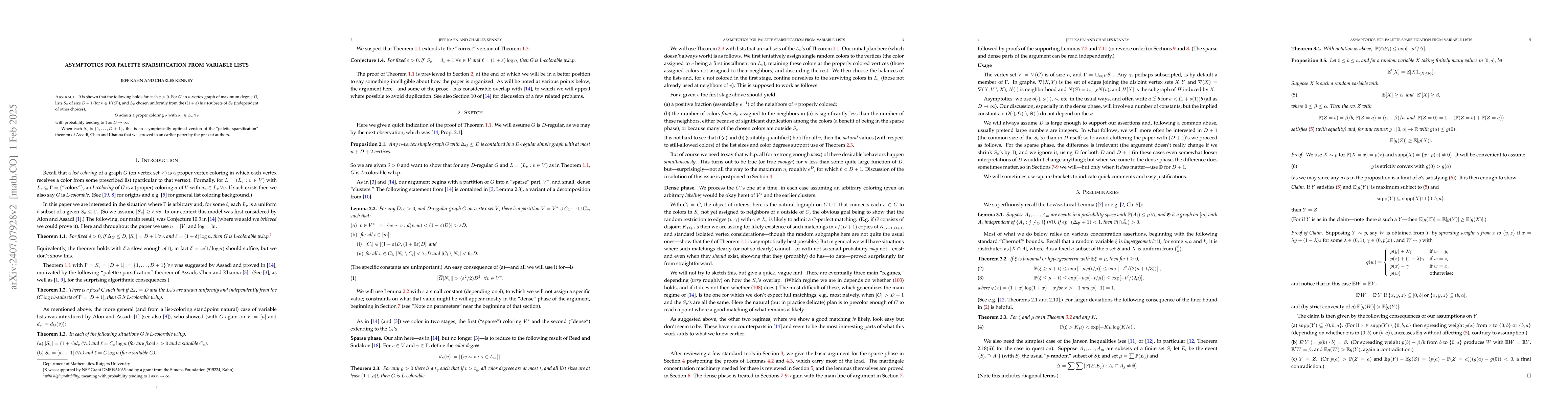 Thumbnail for Asymptotics for Palette Sparsification from Variable Lists