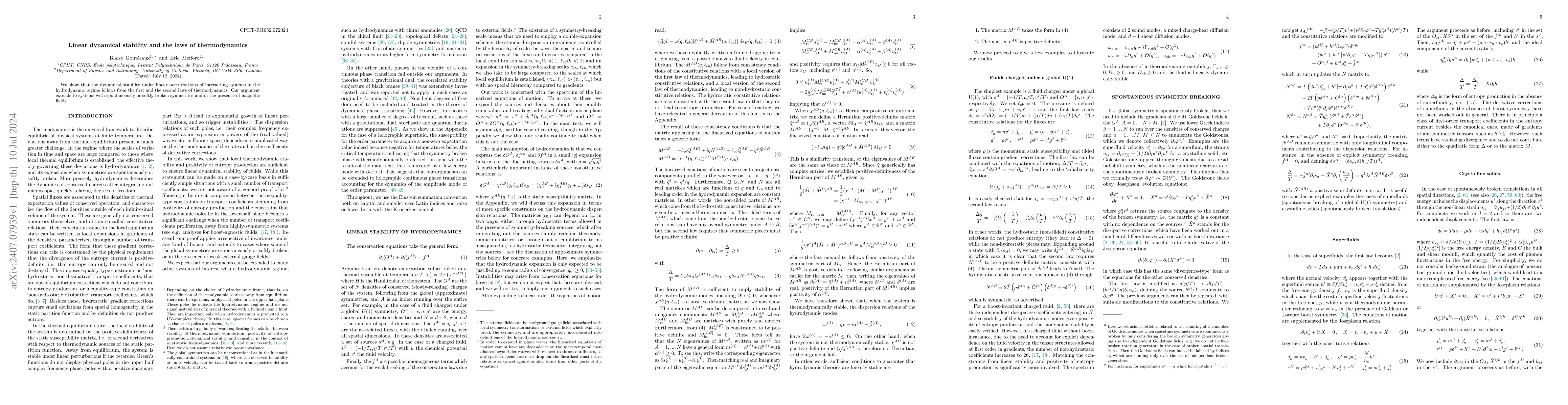 Thumbnail for Linear dynamical stability and the laws of thermodynamics