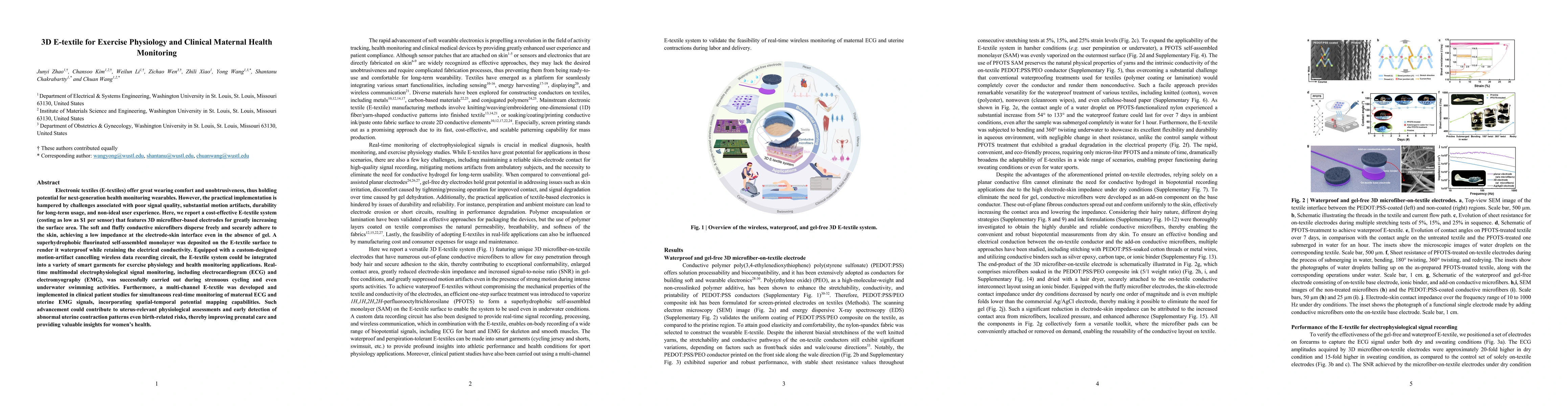 Thumbnail for 3D E-textile for Exercise Physiology and Clinical Maternal Health
  Monitoring